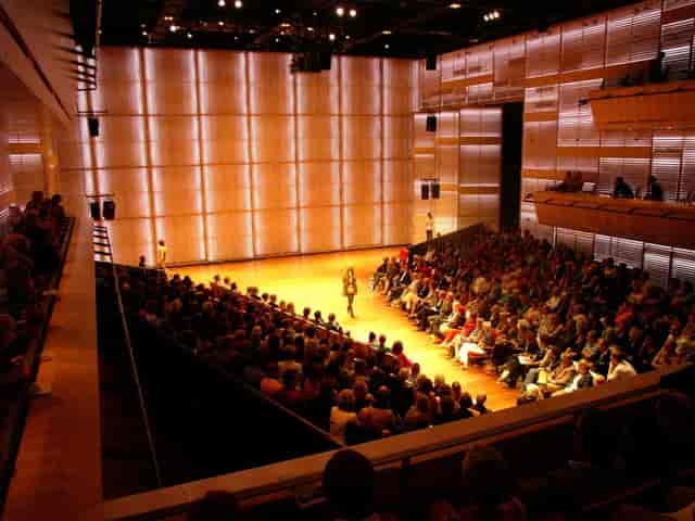 Foyerdeck 1 at Muziekgebouw, vibrant auditorium set for engaging presentations and events.
