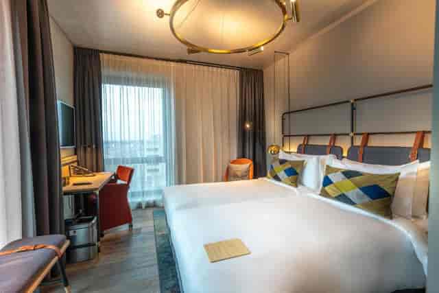 Private dining room at Four Elements Hotel Amsterdam, modern design for business events.