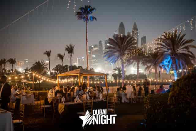 Royal Majlis gala venue with skyline view, premium outdoor event space for corporate or social events.