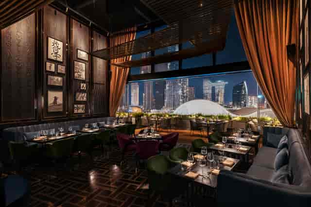Nazcaa luxury restaurant with skyline view for VIP dinners and upscale corporate events.