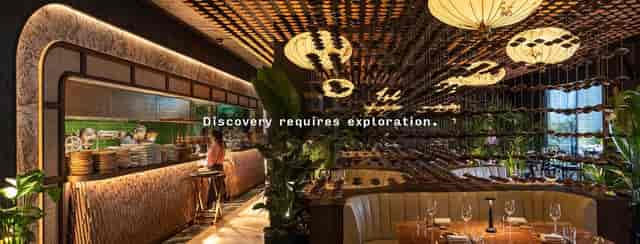 Clay Restaurant: Sophisticated venue with striking ceiling installation for executive dinners.