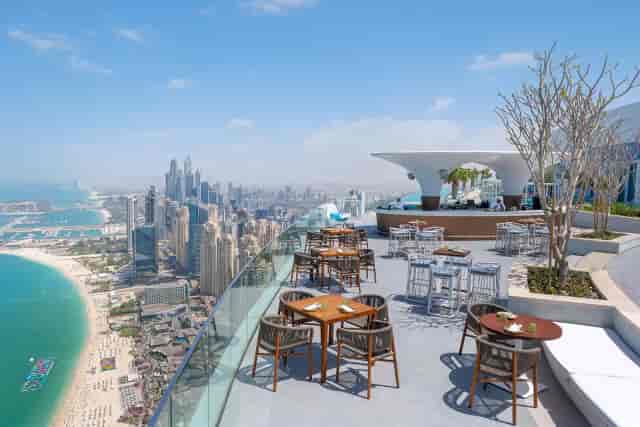 Rooftop bar in Dubai with skyline view for networking events and corporate dinners.