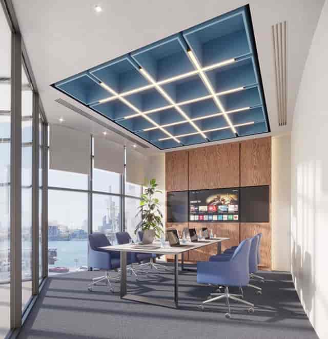 Modern Dubai Chambers boardroom with AV technology for executive business meetings and conferences.