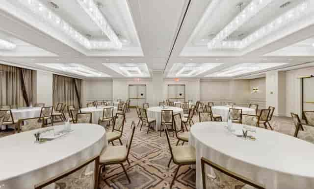Empire Ballroom at InterContinental NY Barclay set for gala dinner, corporate event space.
