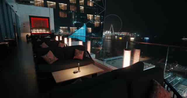 Private Dining Room 2 rooftop terrace with skyline view for VIP receptions and corporate events.