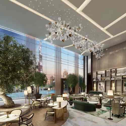 Sophisticated event space with Burj Khalifa view, ideal for upscale gatherings and networking.