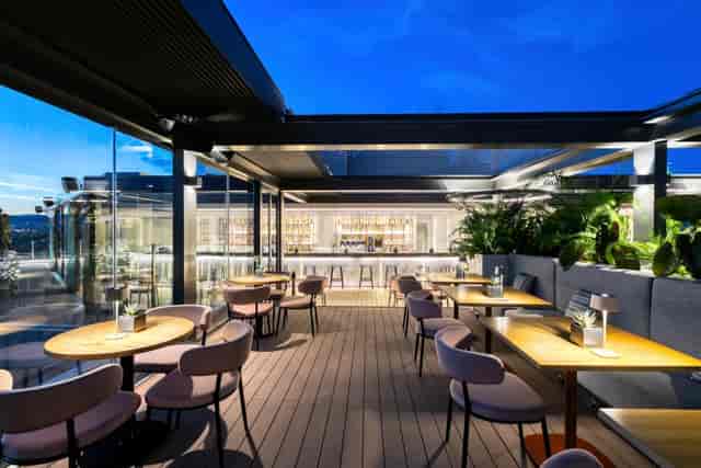 Stanley Hotel rooftop venue for corporate receptions and networking mixers.