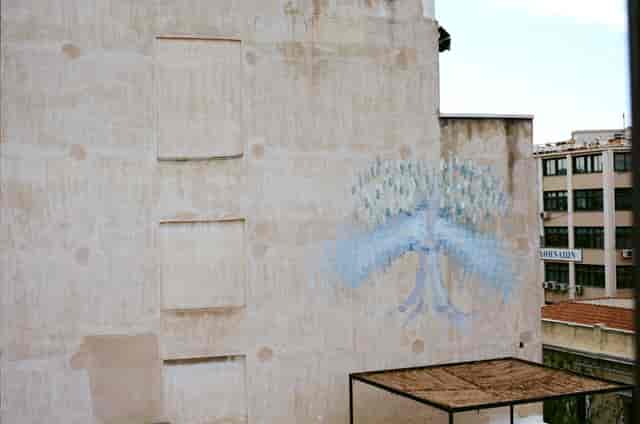Underground Mona Athens: Textured projection wall for corporate events and brand activations.
