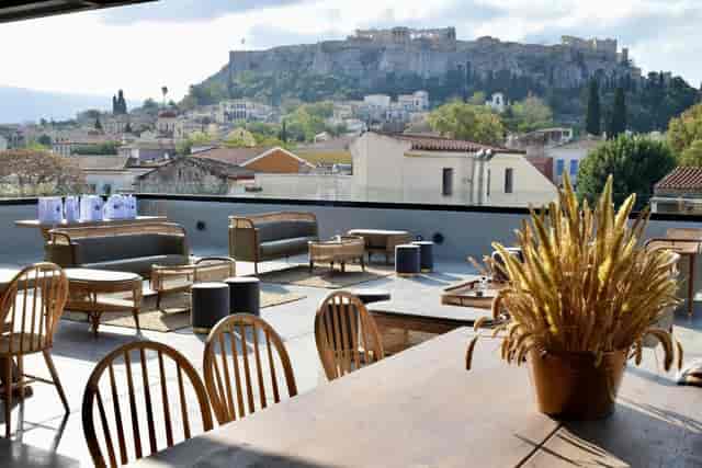 Rooftop event space in Athens with iconic city backdrop for premium networking and brand activations.