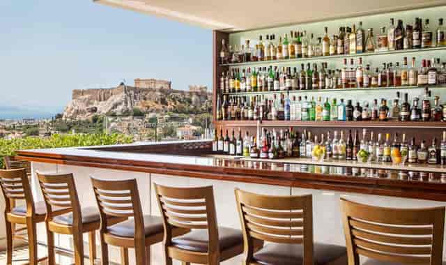 VIP reception at Alexander’s Lounge with iconic Acropolis view, ideal for corporate event venue.