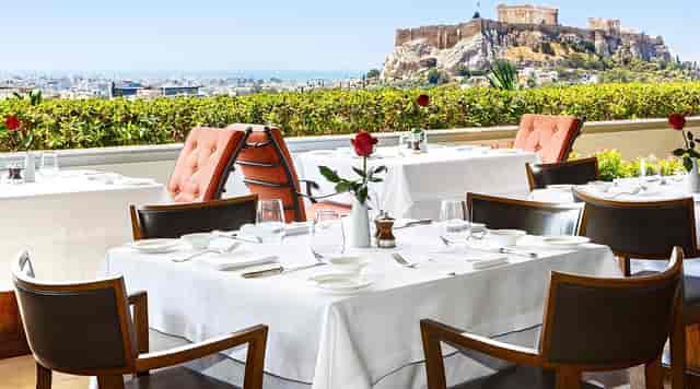 Outdoor luxury rooftop dining venue for executive VIP lunches and corporate incentive events.