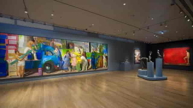Museum of Contemporary Art gallery, minimalist hardwood space for corporate events and receptions.
