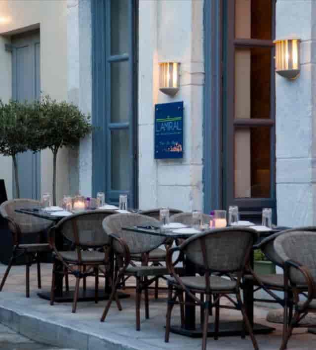 L'Amiral rooftop terrace with bistro seating for upscale networking and corporate dinner events.