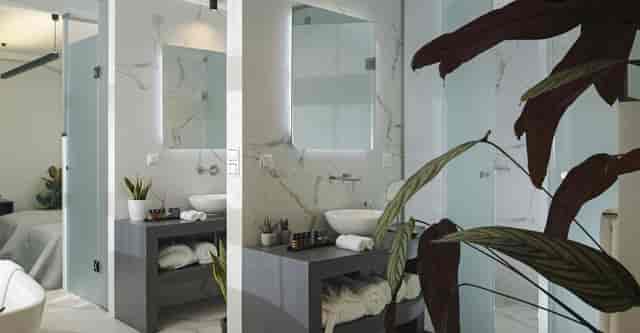 Luxury Signature Suite hotel bathroom, VIP guest experience, premium venue accommodation.