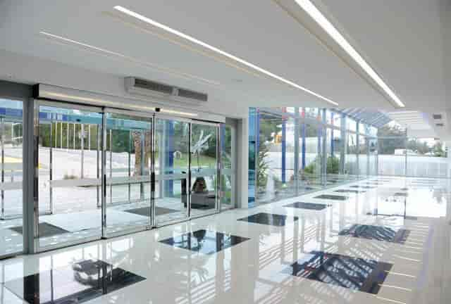 Modern MEC Mediterranean Exhibition Center foyer, ideal for trade show registration and events.