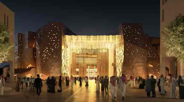 Modern architectural entrance at The Arena Riyadh, ideal for luxury gala and conference venues.