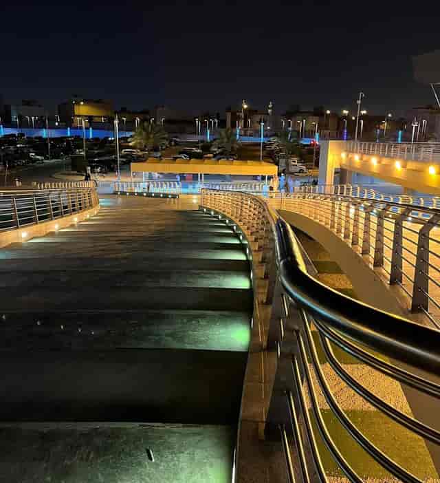 Riyadh Convention Center illuminated entrance staircase for corporate events and exhibitions.