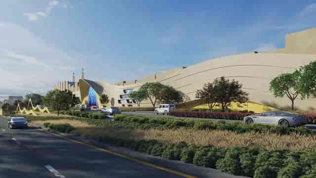 Modern Al Hamra venue entrance for luxury corporate events and brand activations.