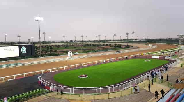 Grandstand at King Abdulaziz Racecourse for corporate activations and experiential marketing events.