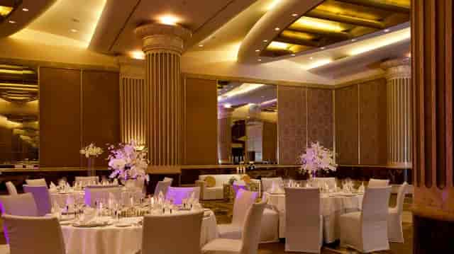 Al Thuraya Ballroom gala with elegant floral centerpieces, perfect for luxury event venues.