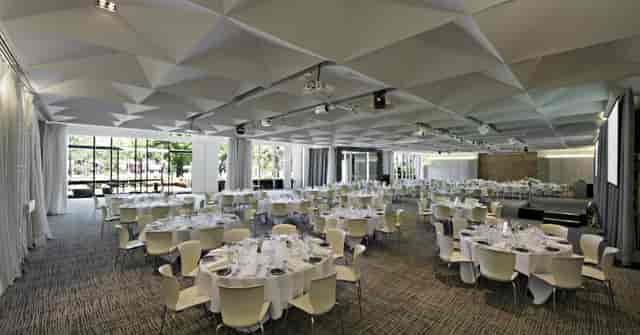 ZINC Studio 1 banquet hall with architectural ceiling for corporate gala and conference events.