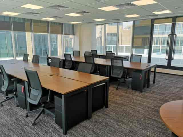 Classroom-style meeting room in Laysen Valley with natural light for corporate events and training.