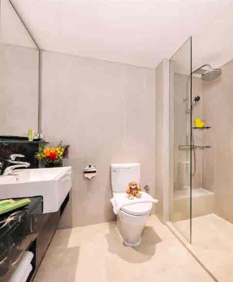 Accessible modern bathroom at Royal Plaza on Scotts, Claymore Meeting Room event venue.