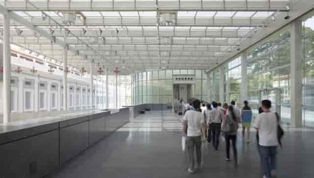Glass Atrium at National Museum of Singapore for event registration and conference venue.