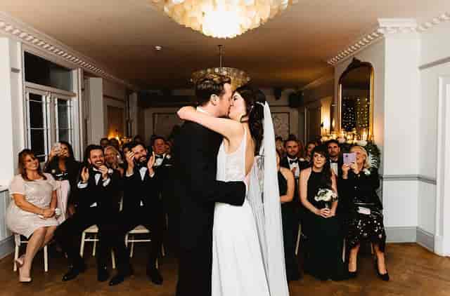 Historic Belair House ballroom with theater seating for wedding ceremony and event venue.