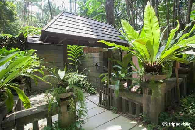 Siloso Beach Resort entrance, tranquil garden setting for wellness retreats and VIP events.