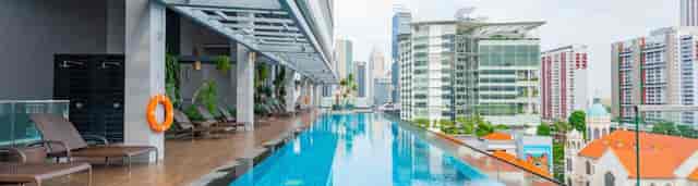Straits Poolside rooftop venue with city skyline view for corporate networking and events.