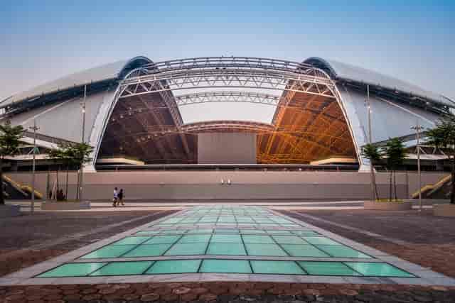 Singapore National Stadium: Iconic dome architecture for corporate events and large-scale venues.