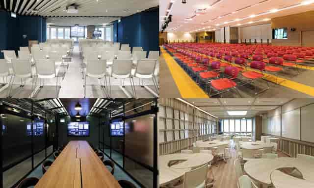 Versatile academic seminar rooms for corporate events and professional meetings.