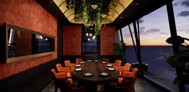 SUSHISAMBA Singapore private dining room with sunset views for VIP events and executive meetings.