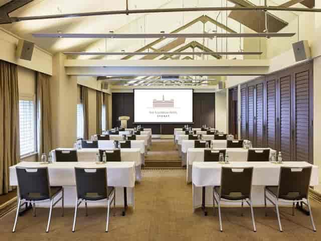 Heritage Ballroom classroom setup at The Fullerton Hotel Sydney for corporate presentations.