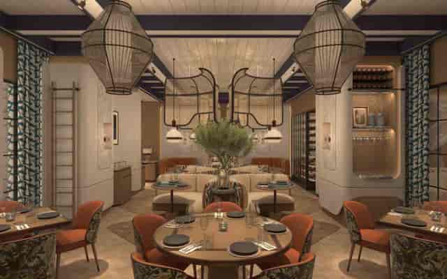 Elegant Maison Boulud dining room for upscale private dinners and VIP client networking events.