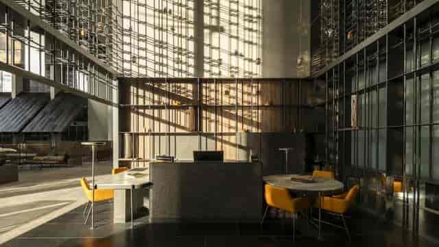 Pan Pacific Orchard lobby: bright, architectural breakout space for networking and corporate events.