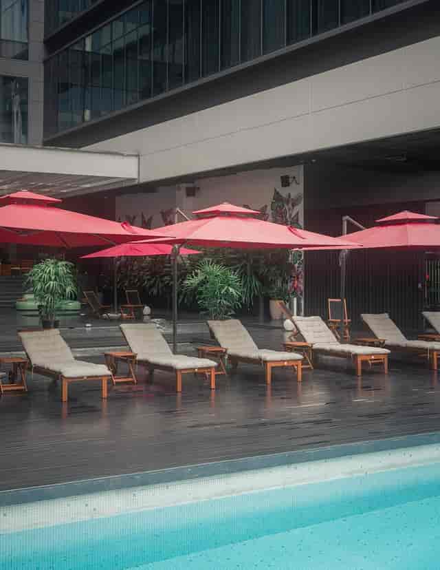 Studio M Hotel rooftop pool, an alfresco networking space for corporate events and conferences.