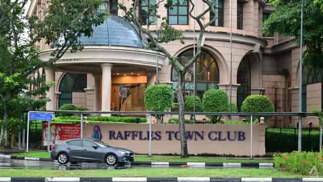 Private theatre at Raffles Town Club for upscale corporate events and board meetings.