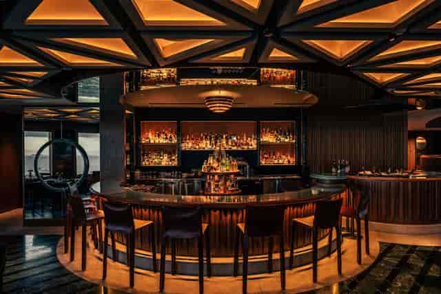The Hideout lounge with ambient lighting for upscale networking and corporate cocktail events.