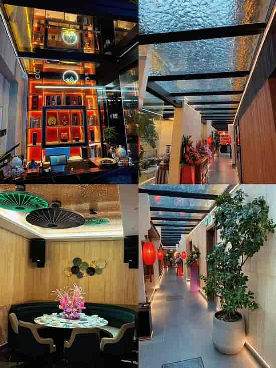 Upscale Yuè at Aloft private dining room with glass-roofed corridor for luxury corporate events.