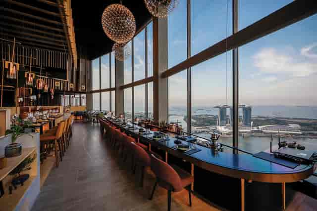 SKAI private dining room with Singapore skyline view for corporate networking and VIP events.