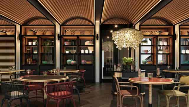 Upscale rooftop restaurant for executive dinners and networking events in Quenino.