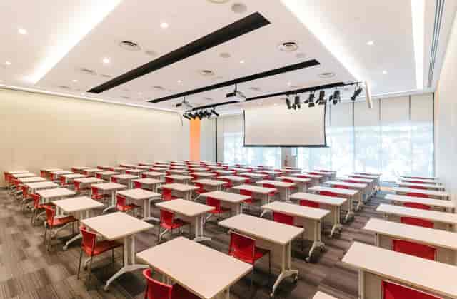 Classroom at A. Space with AV projection for professional training and workshops.