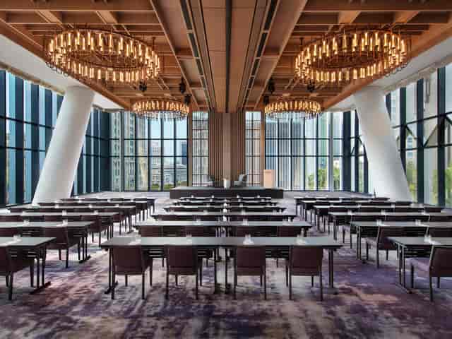 Contemporary ballroom in Andaz Singapore with natural light for elegant events.