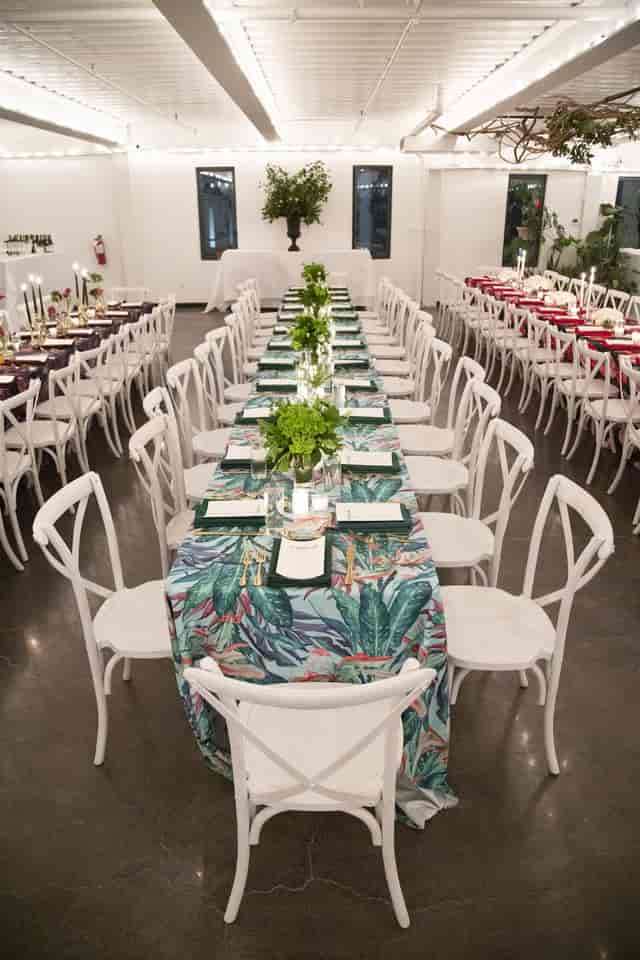 ILA Penthouse banquet dining with tropical linens, ideal for corporate events and gala dinners.