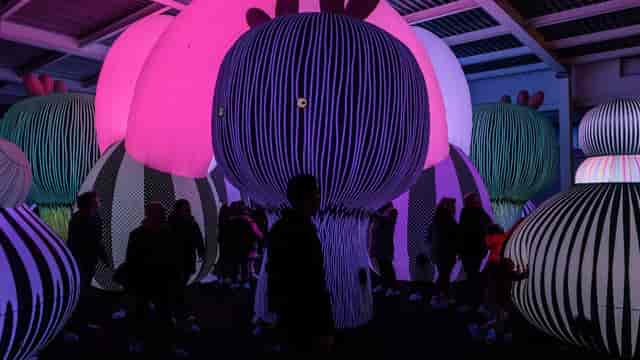 Immersive experiential installation at Pier 36 NYC with dramatic lighting for brand activations.