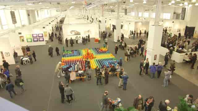 Industrial exhibition hall at Pier 36 NYC for trade shows and gallery events.