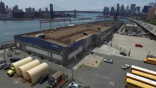 Pier 36 NYC industrial event space with waterfront views for trade shows and experiential activations.