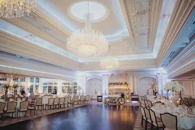 Ballroom at The Park Savoy Estate with crystal chandeliers for luxury weddings and gala events.